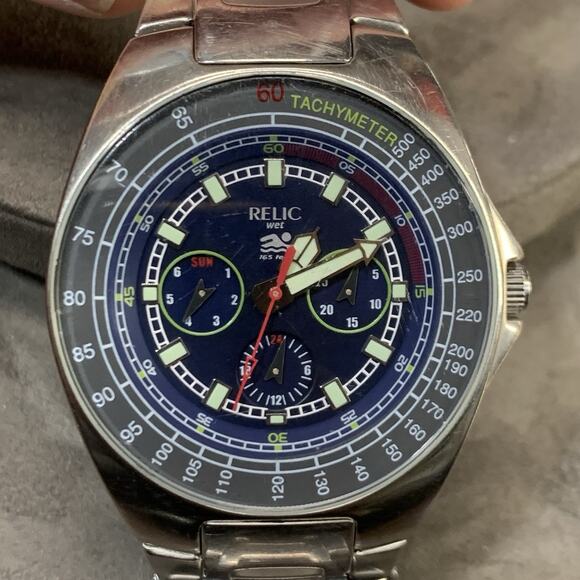 Vintage Relic Wet Multi Function Watch ZR15442 Tachometer 42 mm Case New Battery - Picture 1 of 11